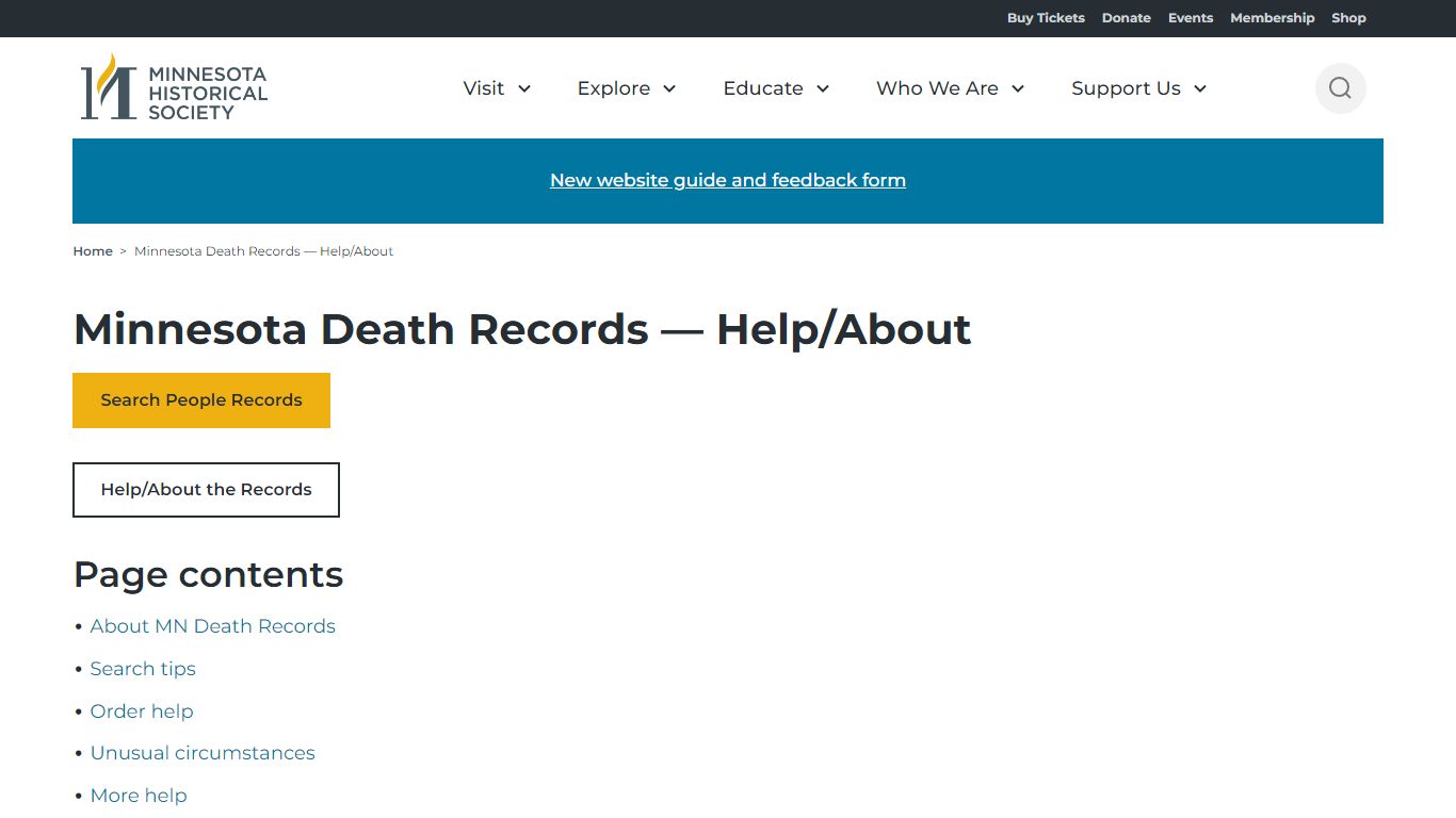 Minnesota Death Records — Help/About - Minnesota Historical Society